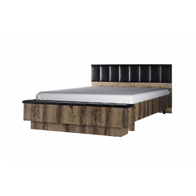 Кровать «Джаггер» 160 М двуспальная с мягким изголовьем, подъемником и скамьей