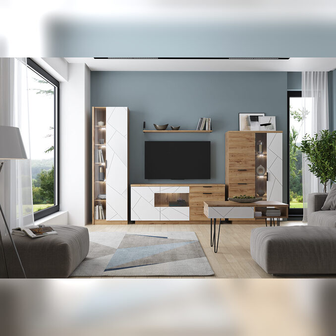 Модульная гостиная «Кайлас» дуб наварра / эко джелато 1