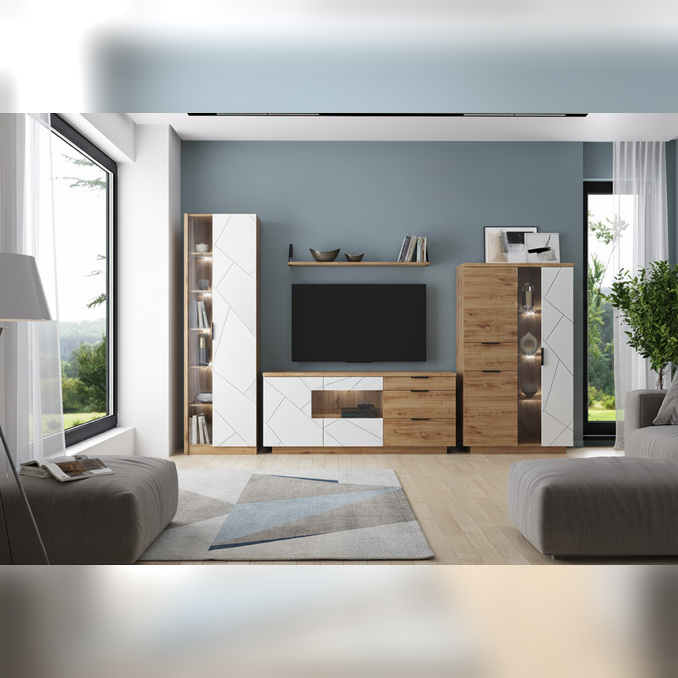 Стенка-горка «Кайлас» дуб наварра / эко джелато  в гостиную 1