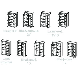 Шкаф комбинированный «Оскар» 1V1D с витриной - светлый