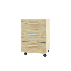 Тумба выкатная «Оскар» 3S выкатная на колесиках с ящиками - светлая