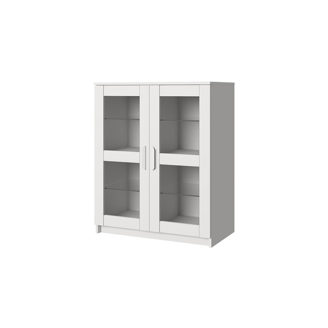 Тумба-комод «Скаген» 2V с витриной - белая