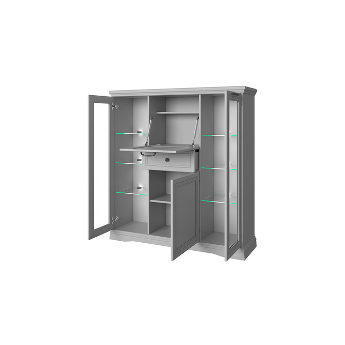 Тумба-витрина «Валенсия» 2V2D1S серая